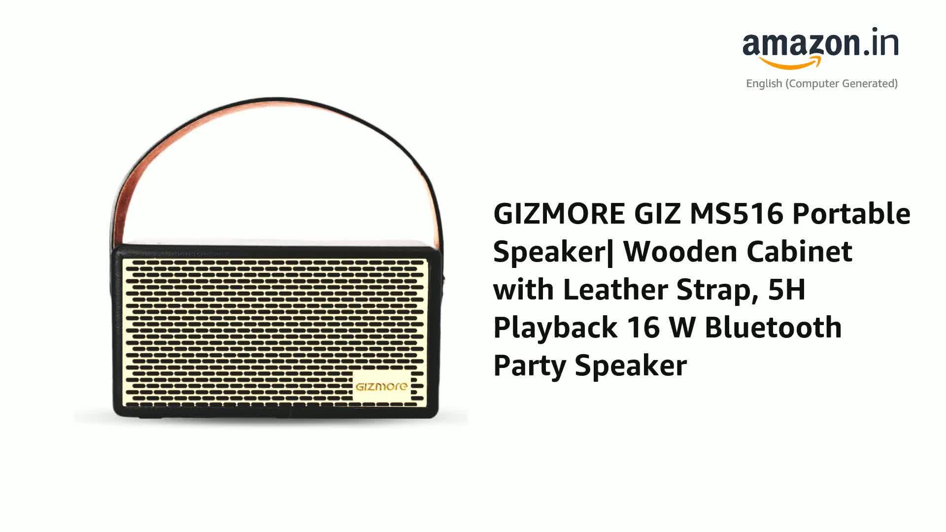 GIZMORE GIZ MS516 Portable Speaker| Wooden Cabinet with Leather