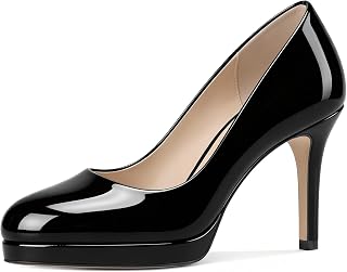 Mettesally Women's Platform Pump Heels Leather Closed Toe Comfy Size 6-11