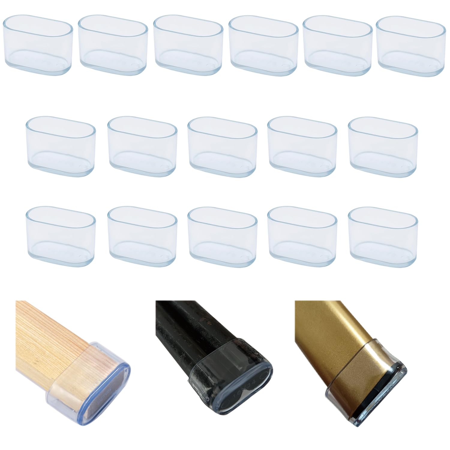 Skypro 16Pcs Oval 15X30mm Clear Silicone Chair Leg Floor Protector, Furniture Foot Protectors, Stool Leg Caps To Prevent Hardwood Floor Scratches And Reduce Noise