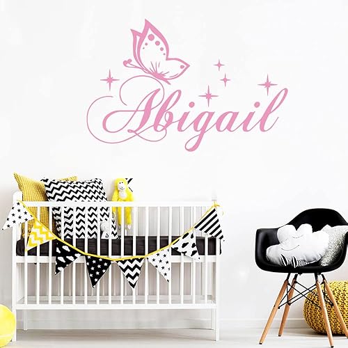 Miniatura 8 de Colorida calcomanía de vinilo personalizada con nombre para la habitación del bebé, calcomanías personalizadas, papel tapiz para decoración de