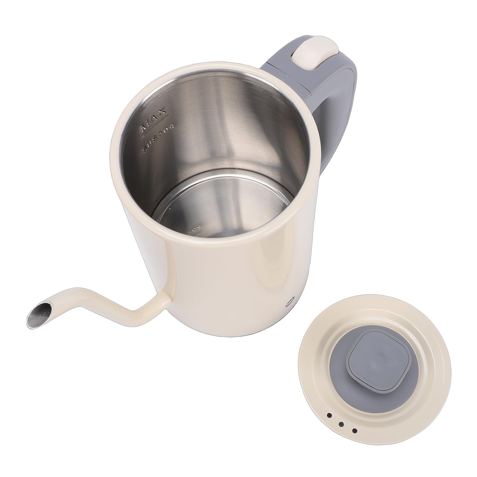 Fockety Hervidor Eléctrico con Cuello de Cisne, Hervidor de Agua de Acero Inoxidable de 800 Ml, de té de 600 W con Control Preciso de Temperatura y Mango Ergonómico para café (Enchufe europeo 220V)