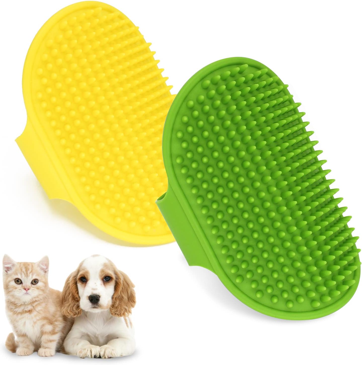 FuninCrea 2 Pcs Cat Dog Bath Brush, Rubber Pet Bath Brush with Adjustable Strap Soft Soothing