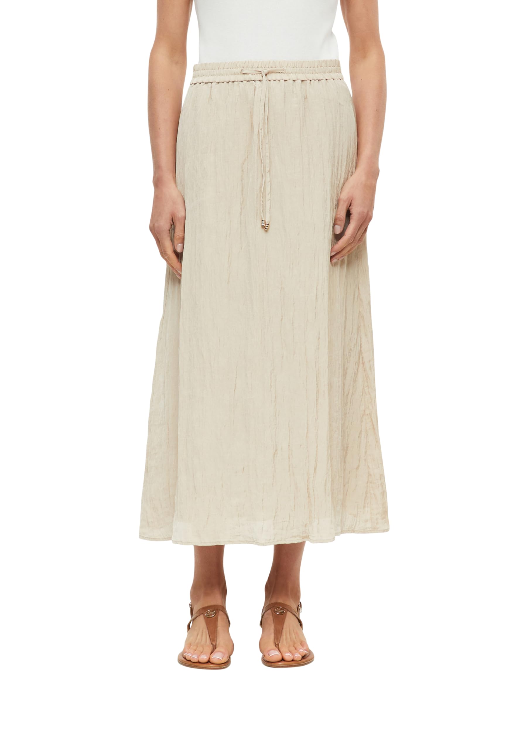 s.Oliver Women's Skirt - A-Line Midi Length Shimmering Look Drawstring - for Party & Holiday