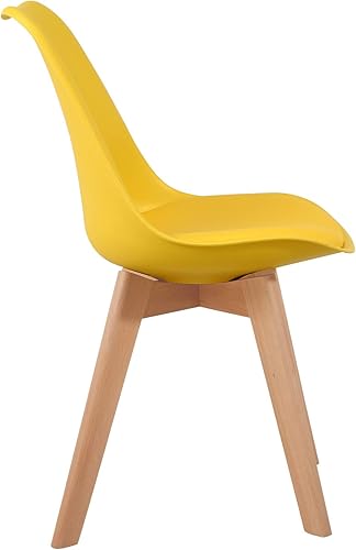 Miniatura 9 de GOTMINSI Silla de comedor de estilo moderno, silla de plástico Shell Lounge con sillas patas de madera natural (juego de 2 amarillas)