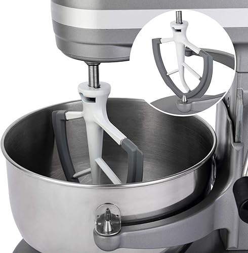 Miniatura 7 de Batidor de borde flexible para batidora KitchenAid con soporte elevador de tazón, pala batidora plana de 6 cuartos de galón con bordes de silicona