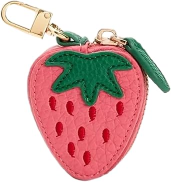 Cute Fruit Leather Bag Charm Y2k Keychain with Zipper Preppy Purse Charm Cute core Accessories Aesthetic Stuff, Bag Charms for Womens Handbags, Coin Purse