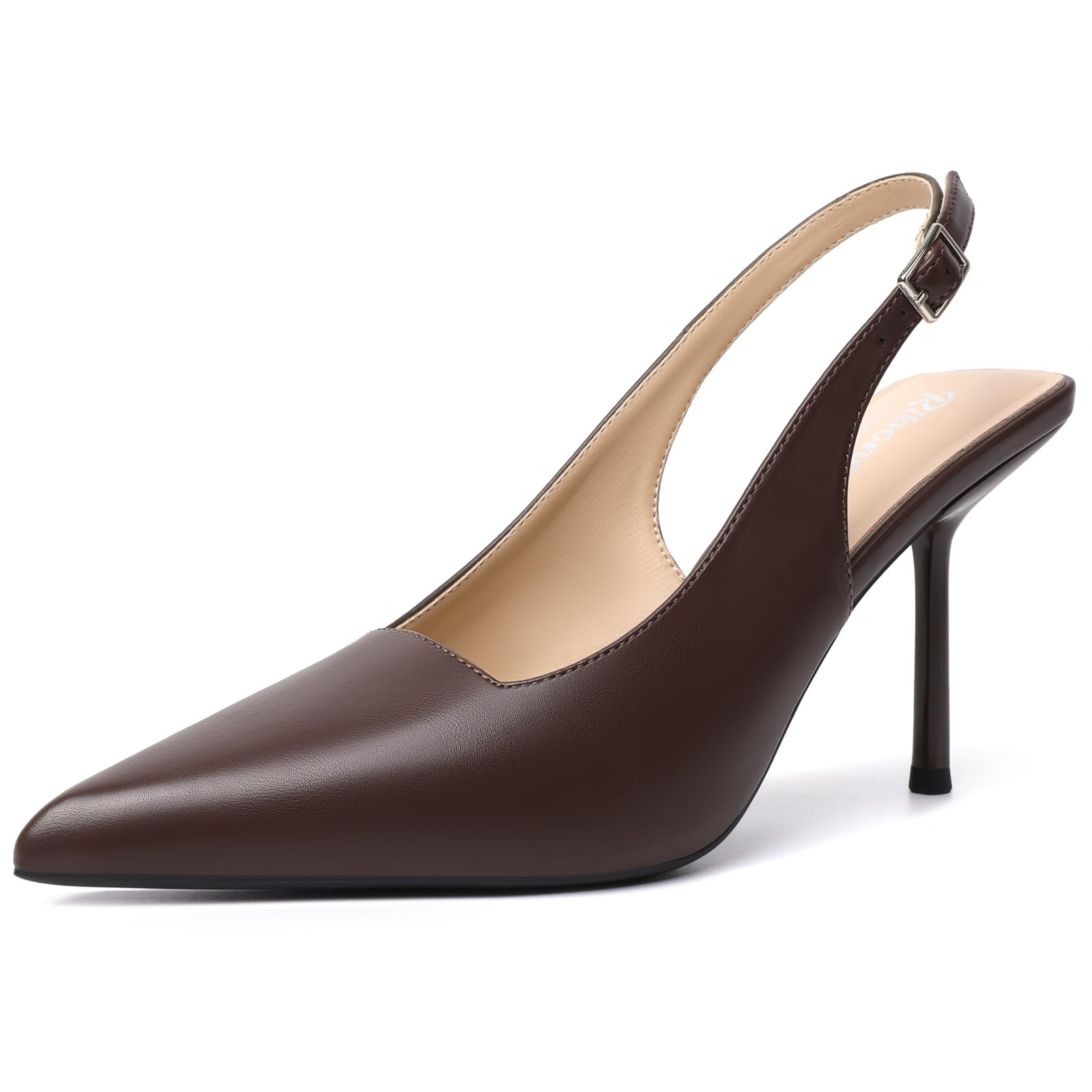 RIBONGZ Sexy Slingback Pumps Elegant Dressy Heels for Women Closed Toe Pointy High Heels Wedding Bride Prom Party Evening Shoes