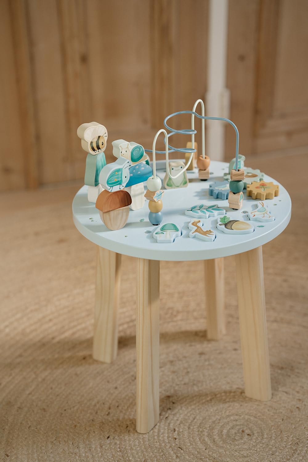 Little Dutch 7241 Forest Friends - Mesa de Actividades de Madera para Niños, Color Azul