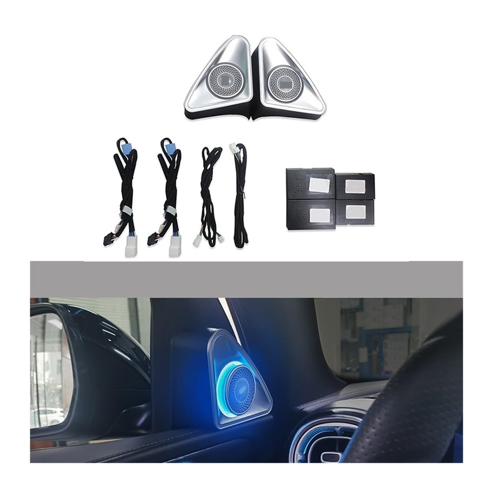 XCZPRKMXY Colorful 4D Rotating Treble Luminous Baritone Cover Four-Door Baritone Metal Cover Compatible with Mercedes-Benz C-Class W206 2022(Four-Door Tenor)