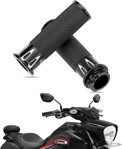 Miniatura 7 de LKV Motorcycle Handlebar Grips 1 Inch 25mm Bar End Hand Grip with Throttle CNC Non-Slip Universal Compatible with Harley Davidson Cruisers Choppers