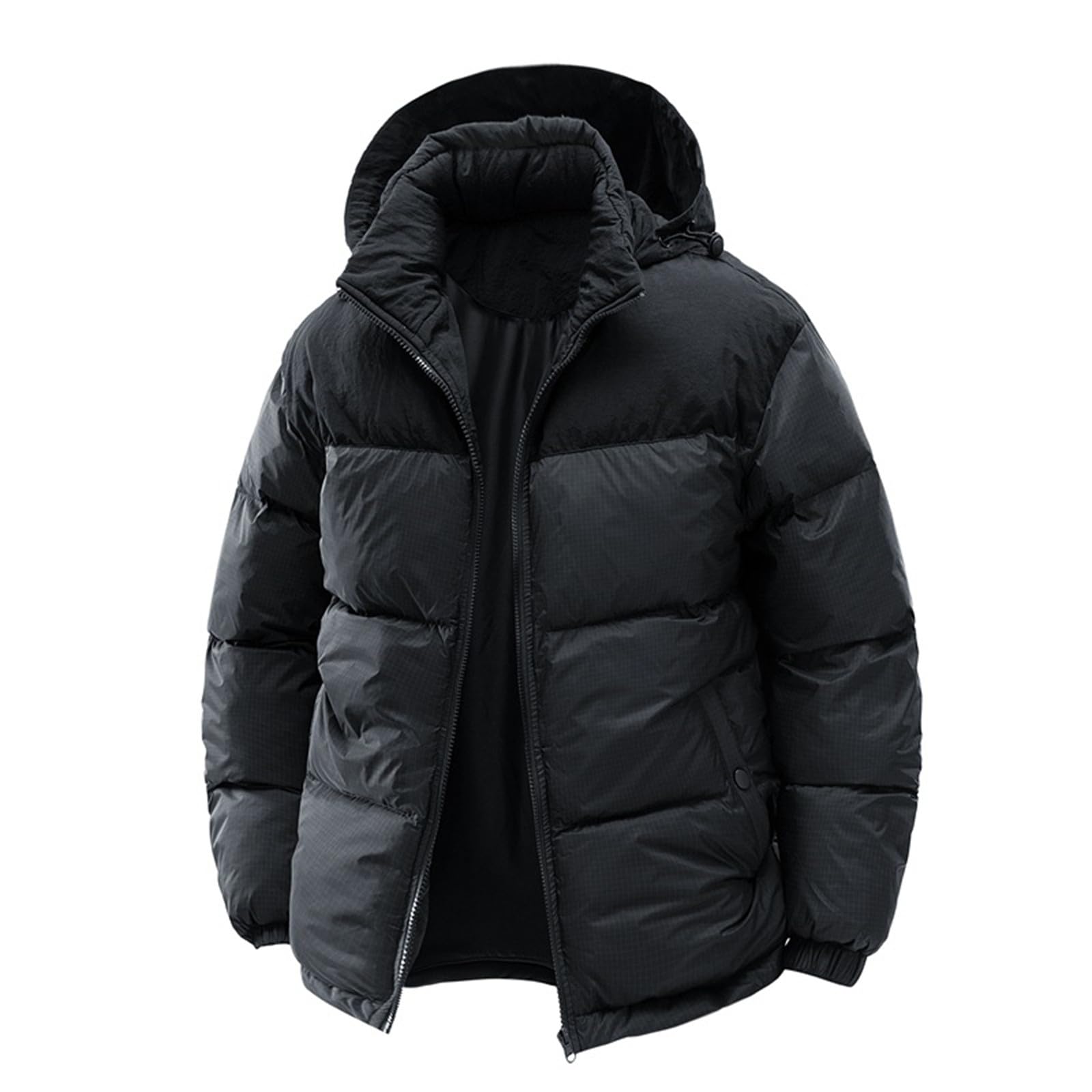 Generisch Cappotto a soffietto da uomo, tinta unita, con colletto alto, piumino ispessito, giacca invernale calda, trapuntata, leggera, con tasche, per autunno e inverno