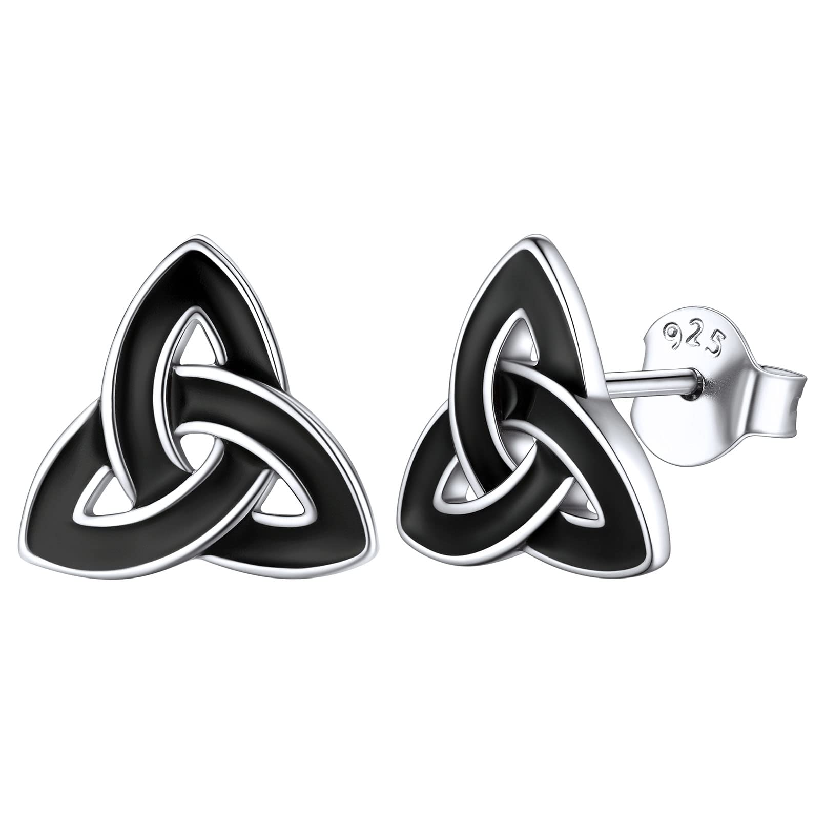 ChicSilver Simple Small Black Stud Earrings 925 Sterling Silver Earrings Hypoallergenic Black Earrings for Women Sensitive Ears