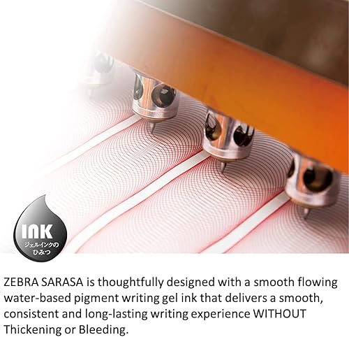 Miniatura 5 de Sarasa Zebra - 10 repuestos de tinta negra azul de 0.020 in (RJF5-FB), tecnología de tinta seca de alta velocidad con notas adhesivas originales