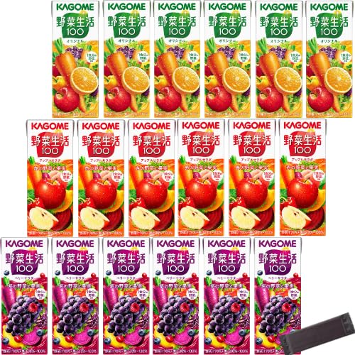 野菜生活100 200ml アソートセット 18本入 (オリジナル/ベリーサラダ/アップルサラダ) 3種 各6本 おしぼり付