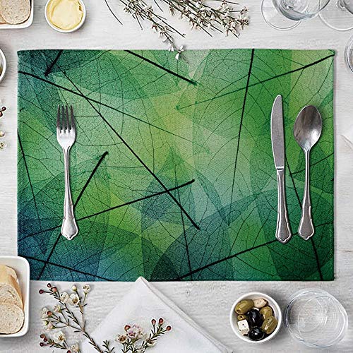 Beydodo Platzdeckchen Abwaschbar Antirutsch, Blätter Platzset Tischsets Stoff 2er Set 40x30CM Cover