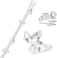 Vista 12 de Yeesun Mástil de bandera para casa con bandera estadounidense de 3 x 5, montaje en pared de 6 pies con soporte para porche del hogar, decoración al