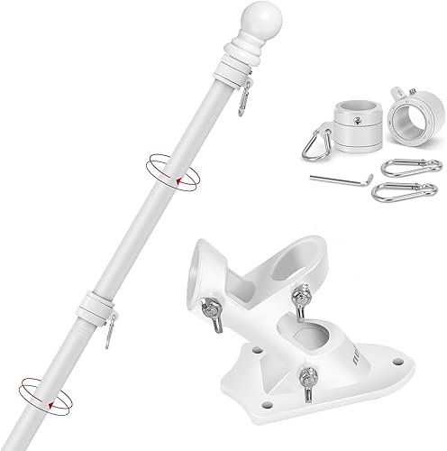 Miniatura 15 de Mástil de bandera para casa con bandera estadounidense de 3 x 5, montaje en pared de 6 pies con soporte para porche del hogar, decoración al aire