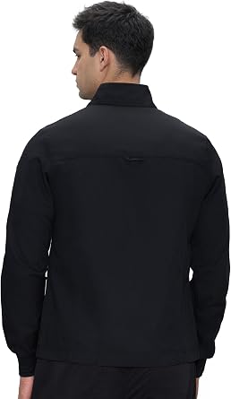 COZYFIT Scrub Jacket Men, Zip Front Men's Medical Scrub Jacket with 5 Pockets, Soft Stretch Fabric