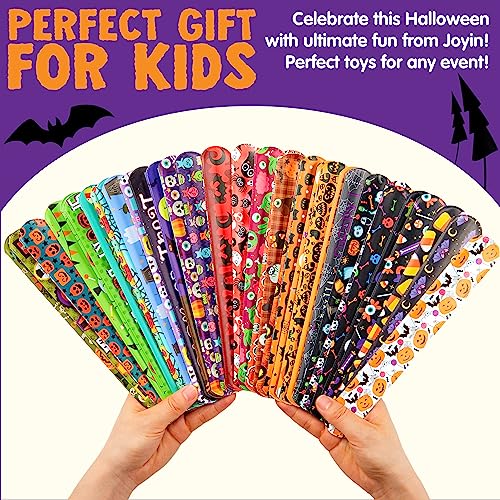 Image of JOYIN 72 PCS Halloween Slap Bracelets for Kids Gift, 36 Different Design Bracelets Bulk for Halloween Party Favor Supplies, Friendship Bracelets for Halloween Goodie Bag Fillers