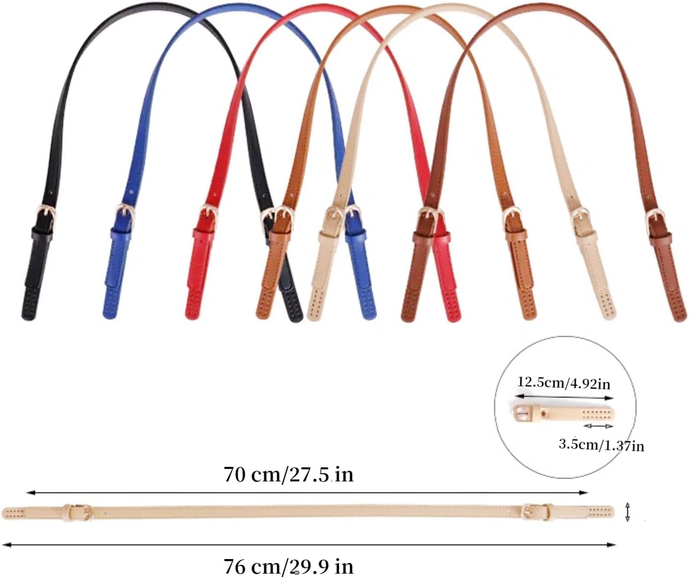 2 Pcs PU Leather Purse Straps with Adjustable Metal Buckle, 25.6-28In Hand bag Handles Shoulder Straps Replacement - Image 2