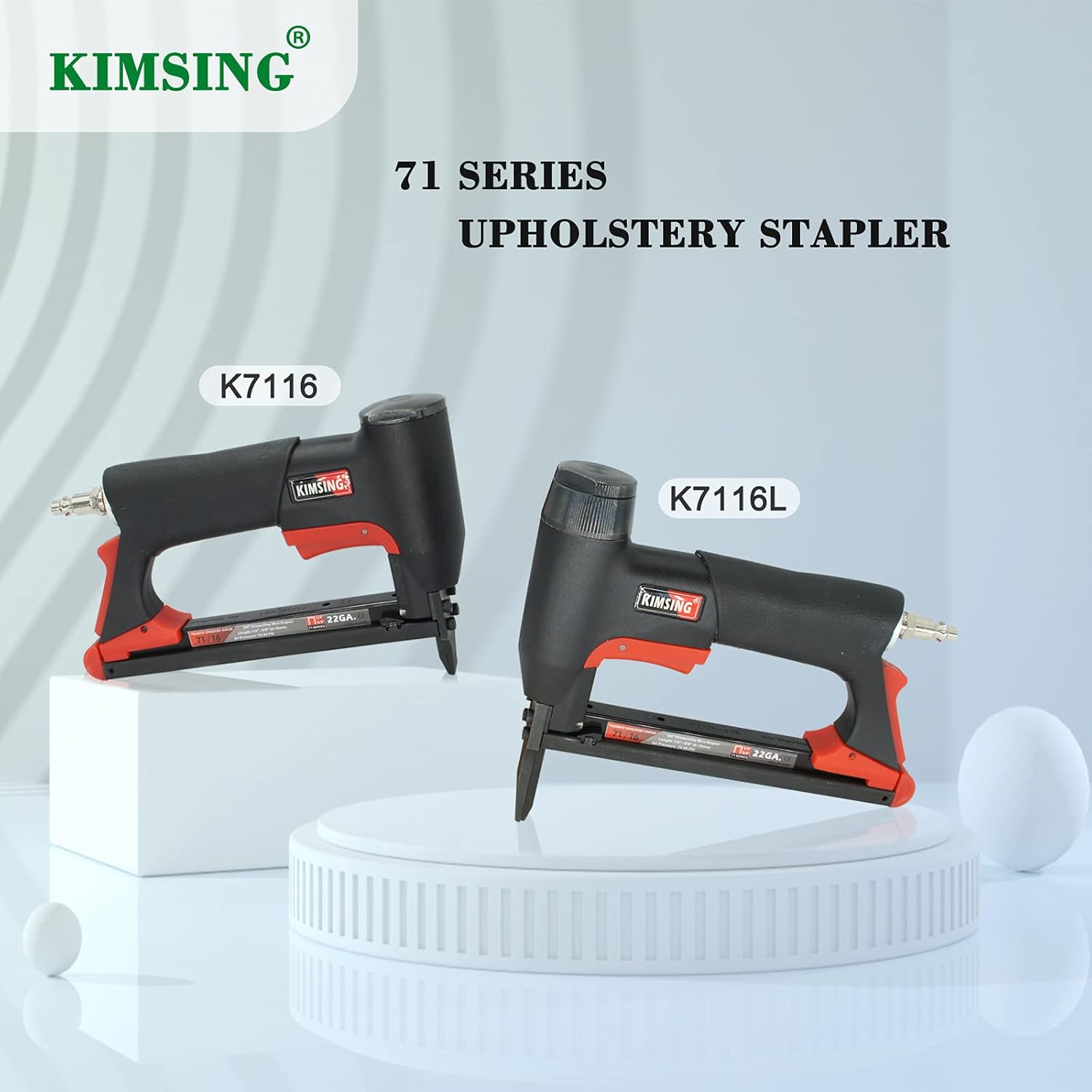 KIMSING 71/16 22 Gauge Pneumatic Upholstery Stapler with Long Nose, 71 Series 3/8-Inch Crown Power Stapler, 1/4-Inch to 5/8-Inch Length Staples, Air Staple Gun for Furniture and Fabric : Tools & Home Improvement