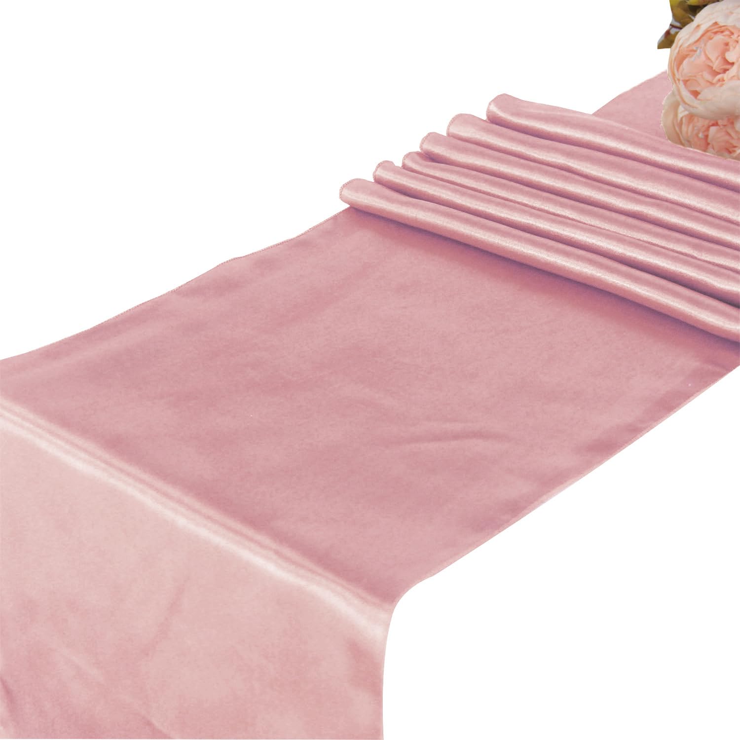 Photo 1 of Blush Pink Satin Table Runners - Welmatch 5 pcs Wedding Banquet Party Event Decoration Table Runners (Blush Pink, 5)