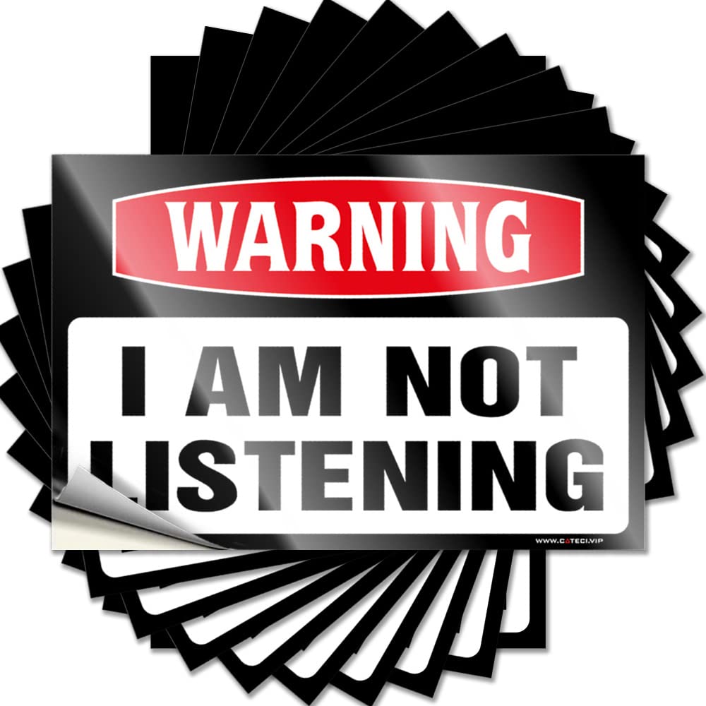Warning I'm Not Listening Decals Fall Door Decorations Self Adhesive | Aesthetic Door Vinyl Sticker Pack for Motorcycle(12X18CM)