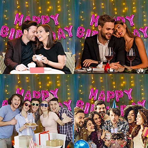 Image of Party Propz Pink Happy Birthday Decoration Kit -2Pcs Set HBD Foil Balloon With Led Light Birthday Decorations Items For Bday Lights Combo Pack Set, Husband,Wife, First, 2nd,30th,40th,50th Theme