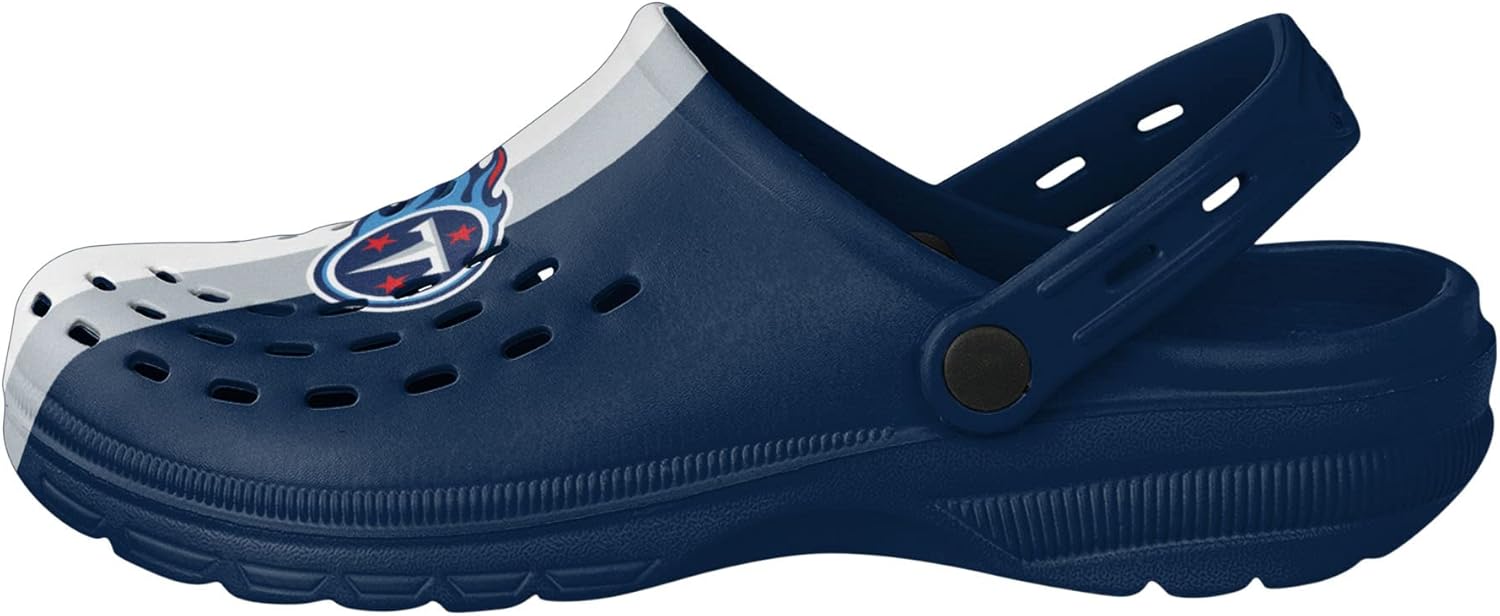 FOCO Mens NFL Team Logo Team Stripe Garden Water Sandals Shoes Slipper Clogs with Strap