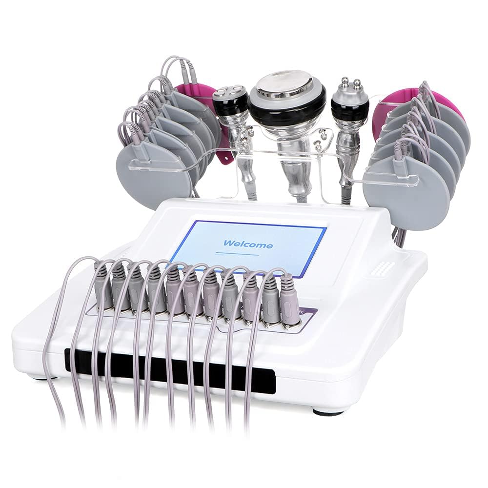 Generico Apparecchio Professionale 4 in 1: cavitazione a 40.000 Hz, EMS e RF per rimodellamento del Corpo, rassodamento della Pelle, Trattamento di Rughe e Cellulite - Uso Domestico e in Salone