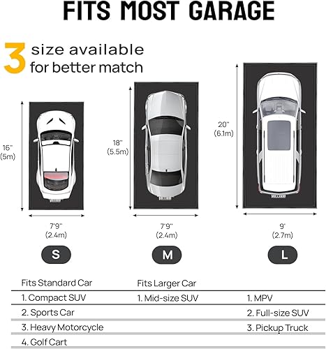 Miniatura 5 de TUFFIOM Tapete de contención de 9 x 20 pies con escobilla de escobilla de escobilla de goma para debajo del automóvil, resistente e impermeable para