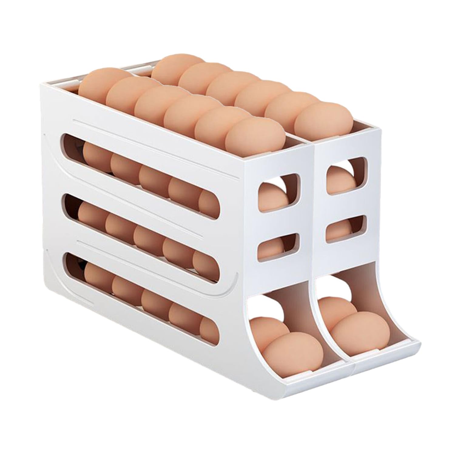 2 Pack 4 Tiers Auto Rolling Egg Holder for Fridge Space-Saving Dispenser Large Capacity Organizer Container Refrigerator