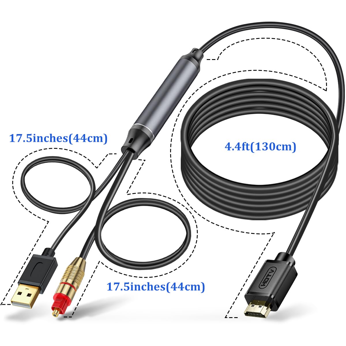 HDMI ARC to Optical Audio Converter, 24bit/192KHz ARC to Toslink Audio Converter Adapter for HDTV to Optical Soundbar/Home Theater (Only for TV with ARC Lable Beside HDMI Port, not for eARC)
