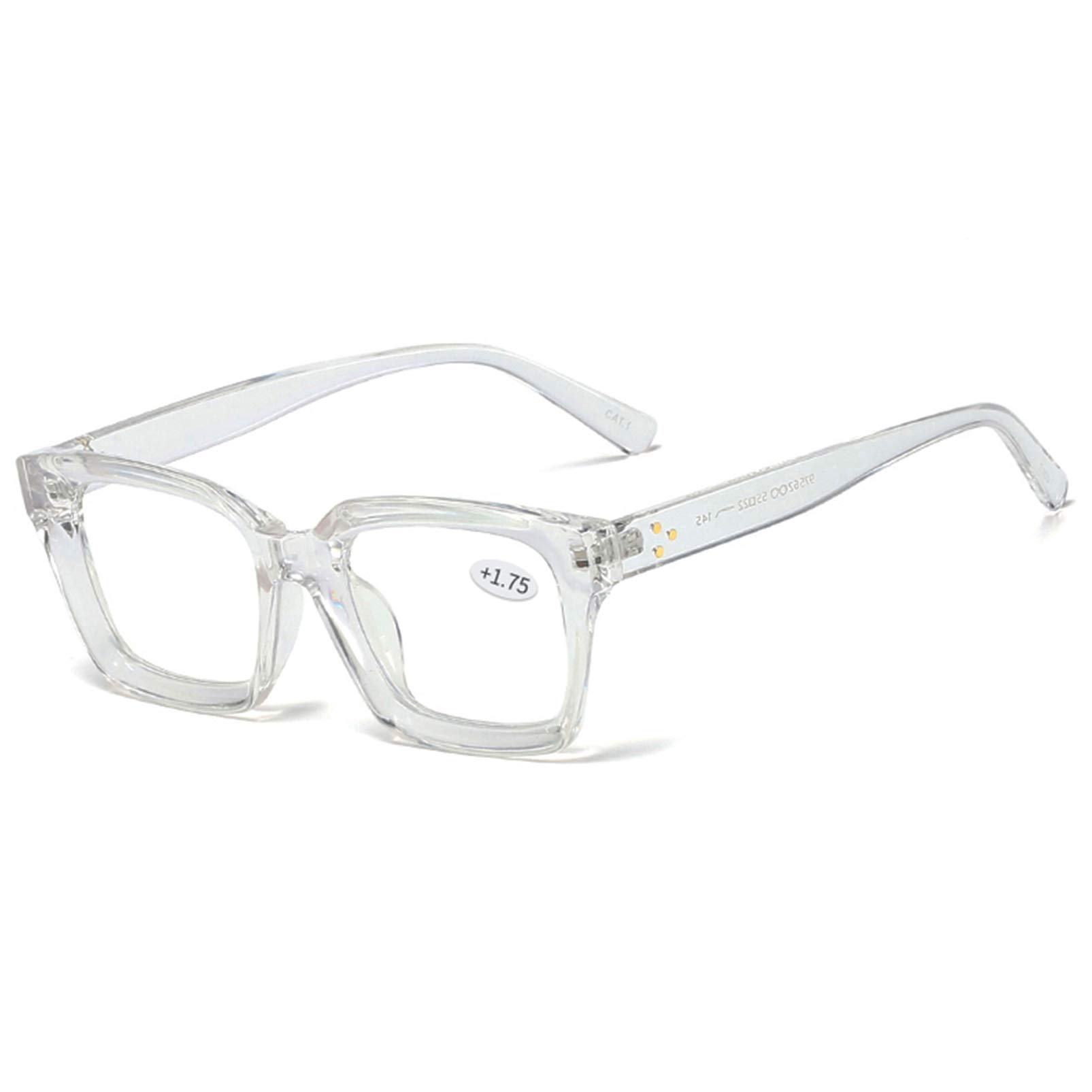 ZUVGEES Retro Oversized Blue Light Blocking Reading Glasses Big Eyeglass Frames Large lens Computer Readers (Clear, 0.00)