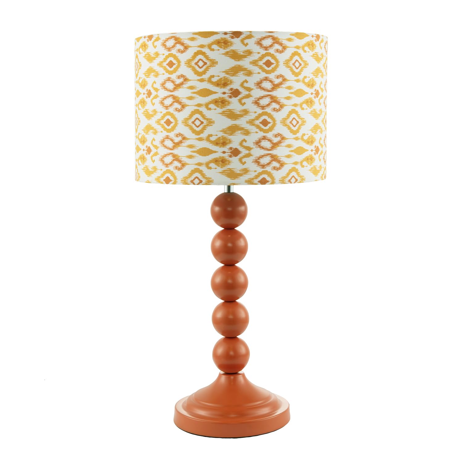 B&Q -  Chic Orange Table Lamp With Aztec Style Yellow And Orange Fabric Shade