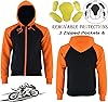 Speed MaxX Mens Black/Orange Fleece Hoodie Removable CE Armour Motorbike/Motorcycle Jacket (UK, Alpha, 3XL, Regular, Regular, Orange/Black) #1