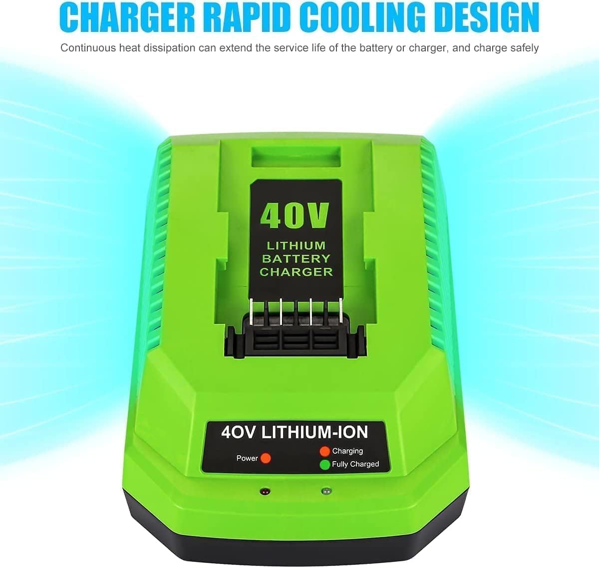 Powilling Replacement Charger Compatible with Greenworks 40V Battery Charger Lithium Ion 29482 29462 29472 2901319 2938302 BAF702 L-300 BAF704 BAF705 Compatible with 40V G-MAX Power Tools - Image 8