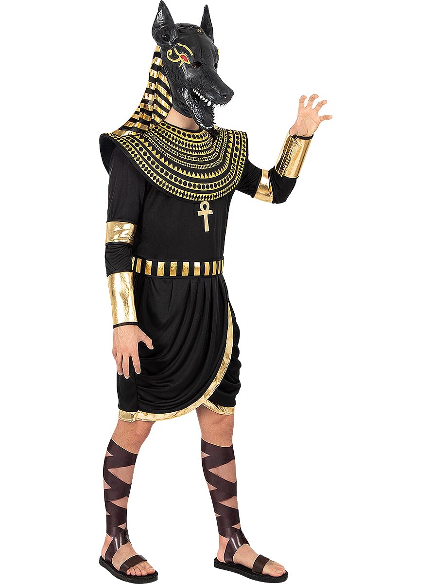 Funidelia | Disfraz de Dios Anubis para hombre Egipto, Faraón, Culturas, Países - Disfraz para adultos y divertidos accesorios para Fiestas, Carnaval y Halloween - Talla S - M - Negro