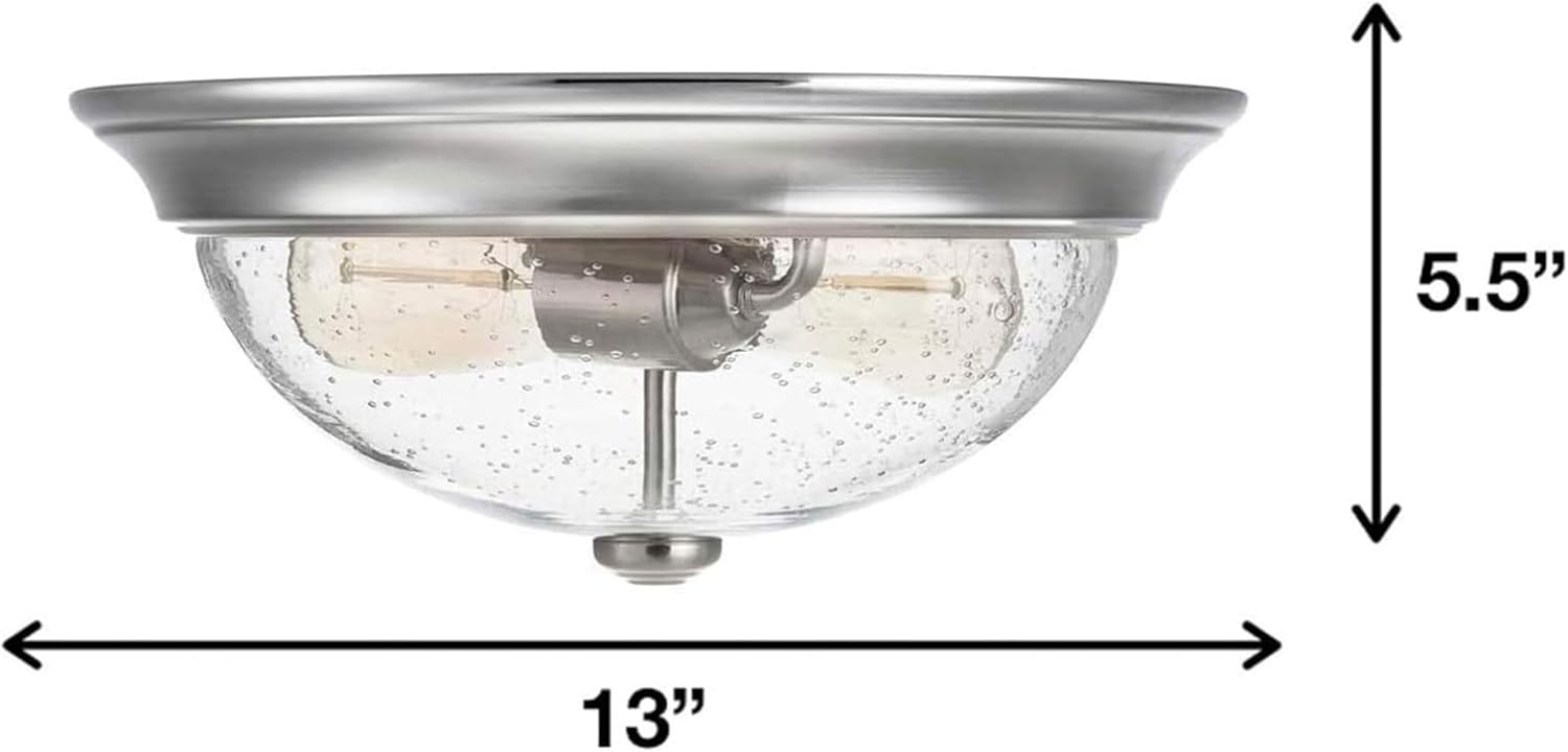 Prominence Home Madalyn 13" Brushed Nickel Flush Mount Seeded Glass Bowl Indoor Light - 51382-01