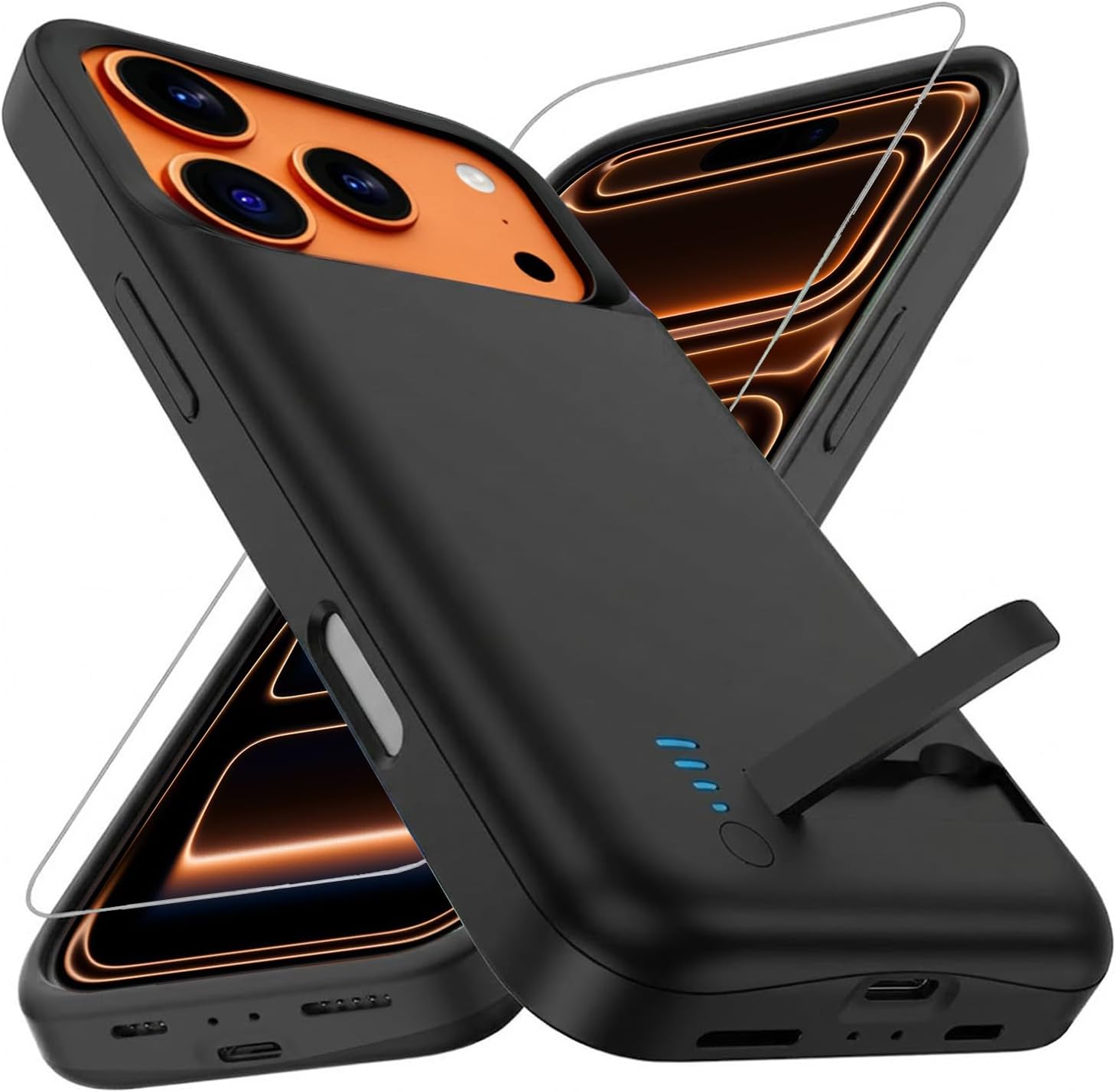 Battery Case for iPhone 17 Pro (8500mAh),Rechargeable Extended Fast Charger Charging Case with Kickstand, Portable Protective Battery Back Pack Cover for iPhone 17 Pro(6.3") Black