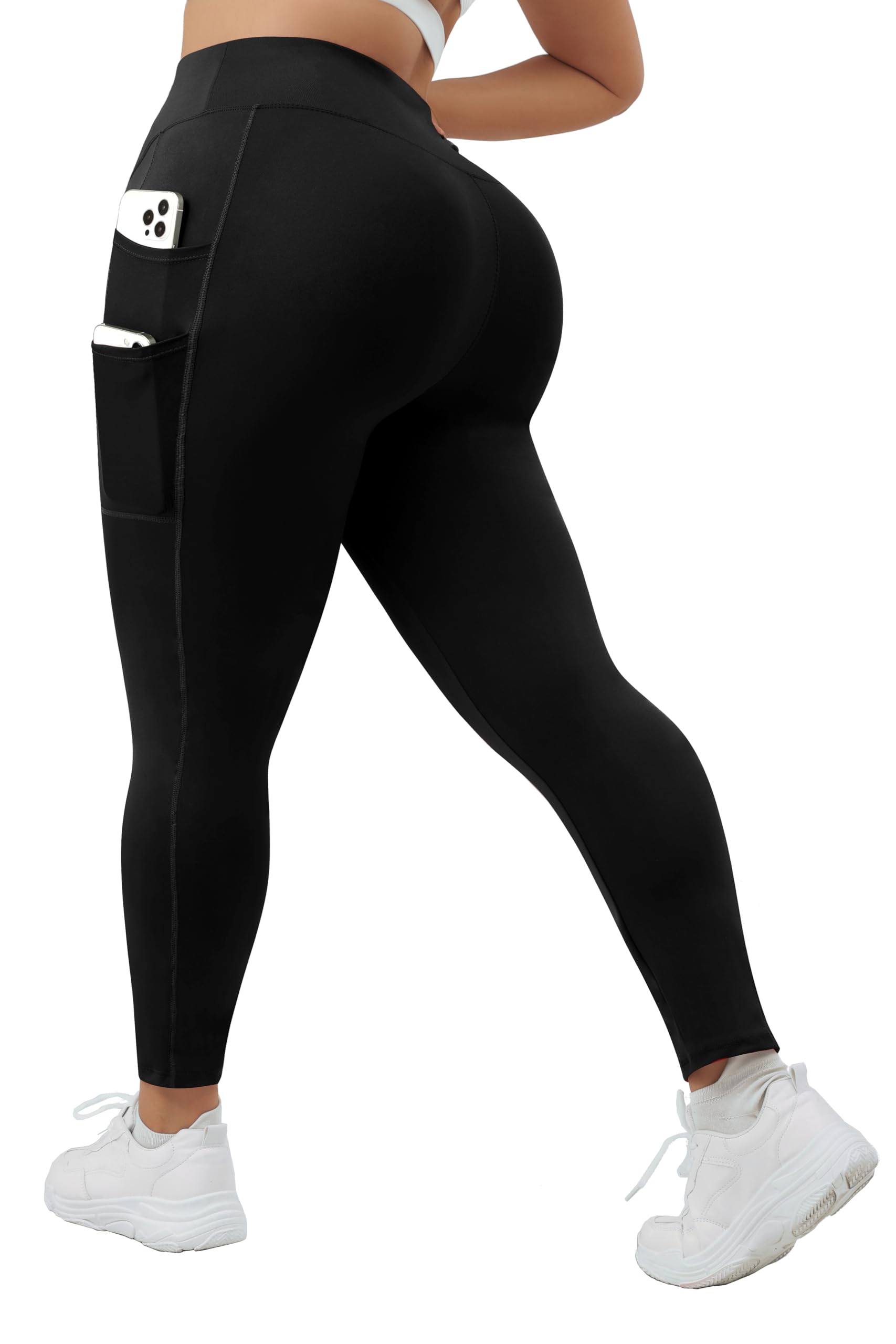 DAGGLOSA Plus Size High-Waist Yoga Pants for Women, 4-Pocket Tummy Control Butt-Lifting Workout Leggings