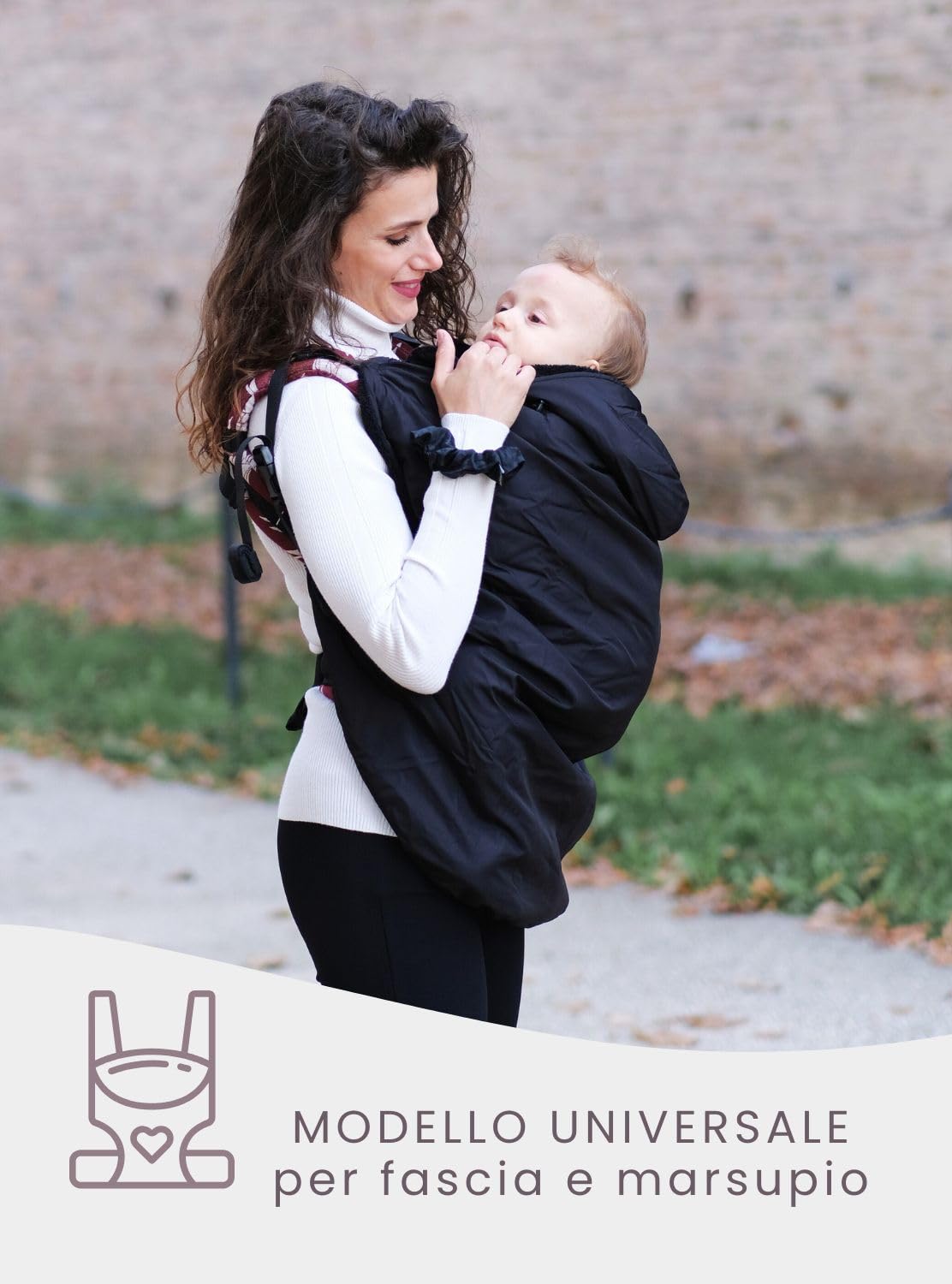 Neko Cover Invernale Universale per Marsupio e Fascia Porta-Bebè – 2 in 1 per Marsupio, Fascia, Porta Bimbo, Passeggino, Ovetto – Impermeabile, Antivento e Calda per Neonati (Nero)