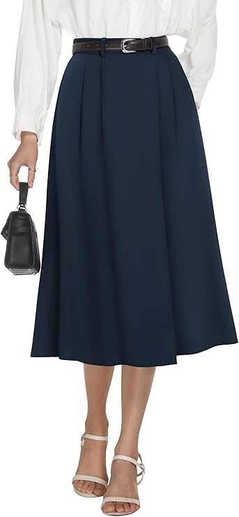 Casly Lamiit A Line Midi Skirts Pleated Skirt