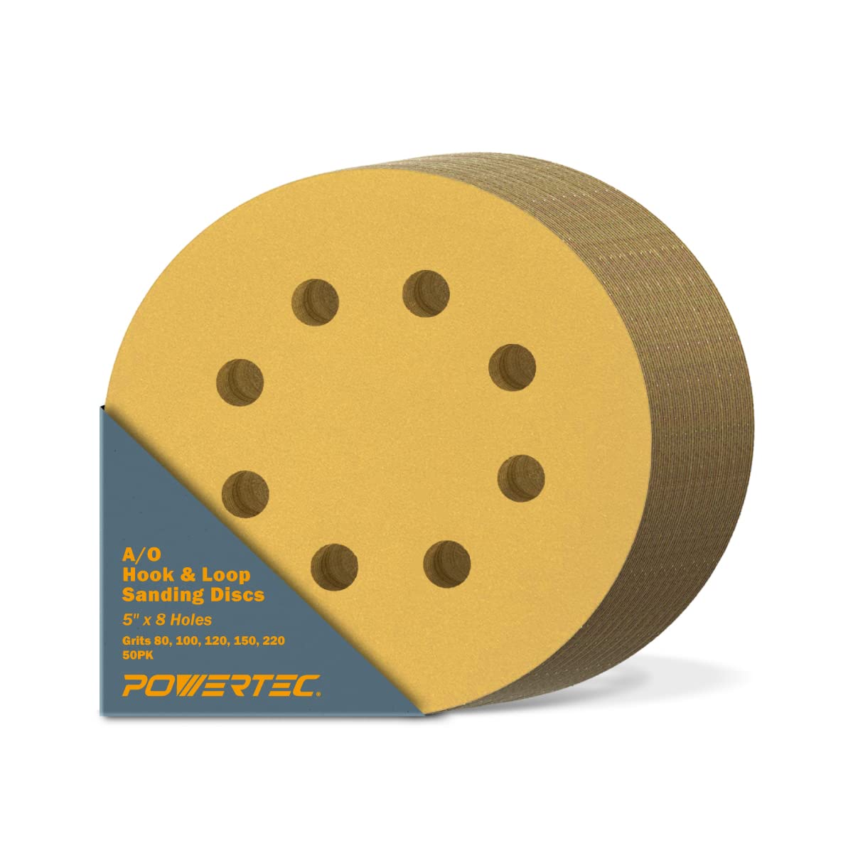POWERTEC Sanding Discs - 50 Pack 80 Grit -10 POWERTEC Sanding Discs - 50 Pack 80 Grit -10