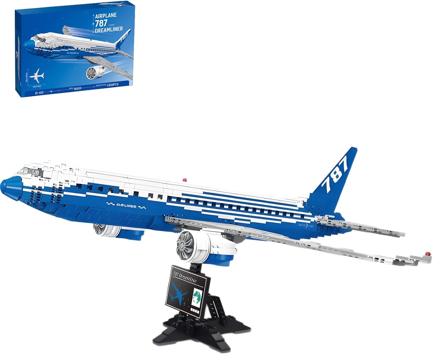 Boeing 787 Airplane Building Blocks Sets Concorde Building Kits Collectible Plane for Aviation Enthusiast Aircraft Model Toys Gift for Adults Kids Teens 1353 PCS