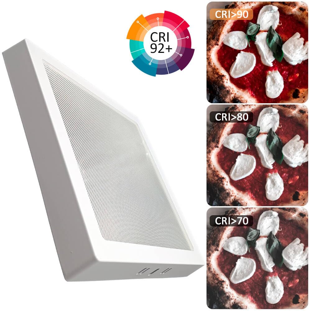 FactorLED ¡NOVEDAD! Plafón Led Cuadrado, 24W (240W), 2880Lm, 21cm, Downlight Panel Superficie para Techo, Antideslumbramiento, Luz Seleccionable 4CCT 2700K-3000K-4000K-5700K (10, 21 mm)