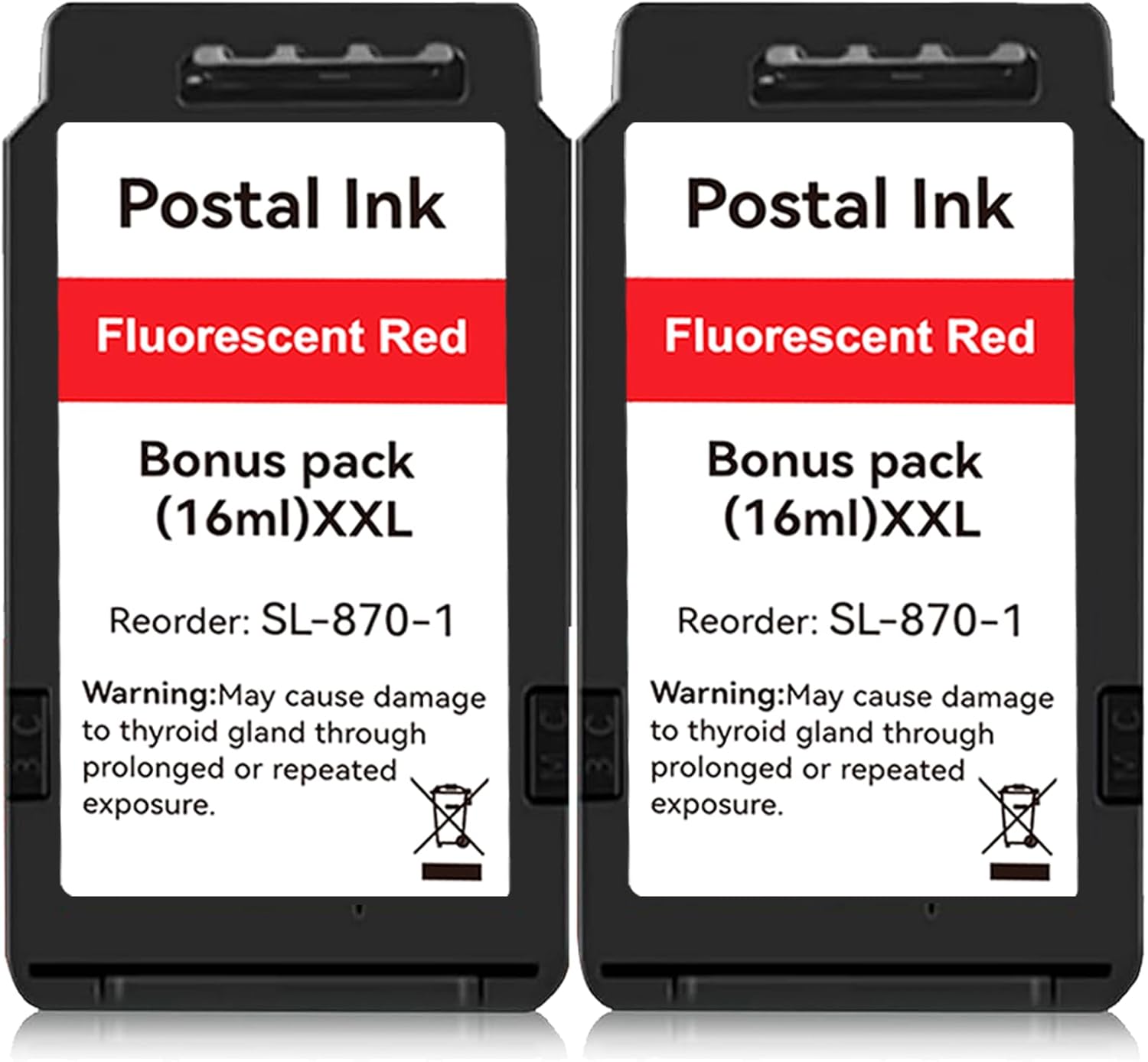 2-Pack SL-870-1 XXL High Capacity Fluorescent Red Ink Cartridge Compatible with The PB N e w SendPro Mailstation Postage Meter (CSD1) Replacement for SL870-1 SL8701 Postal Ink (16ml*2)