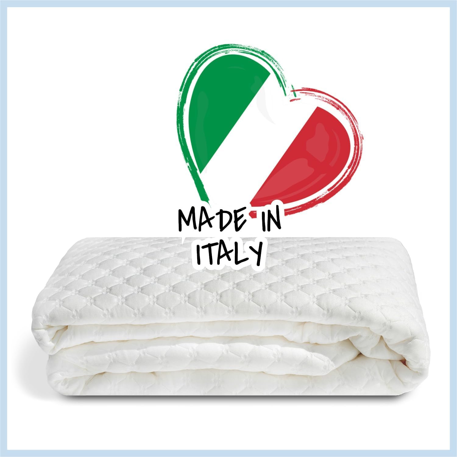 Coprimaterasso Massaggiante Antistress Imbottito Anallergico Antiacaro Traspirante Certificato OEKO TEX Made in Italy, misura matrimoniale, dimensione 170/180 cm x 190x200 cm + 25 cm