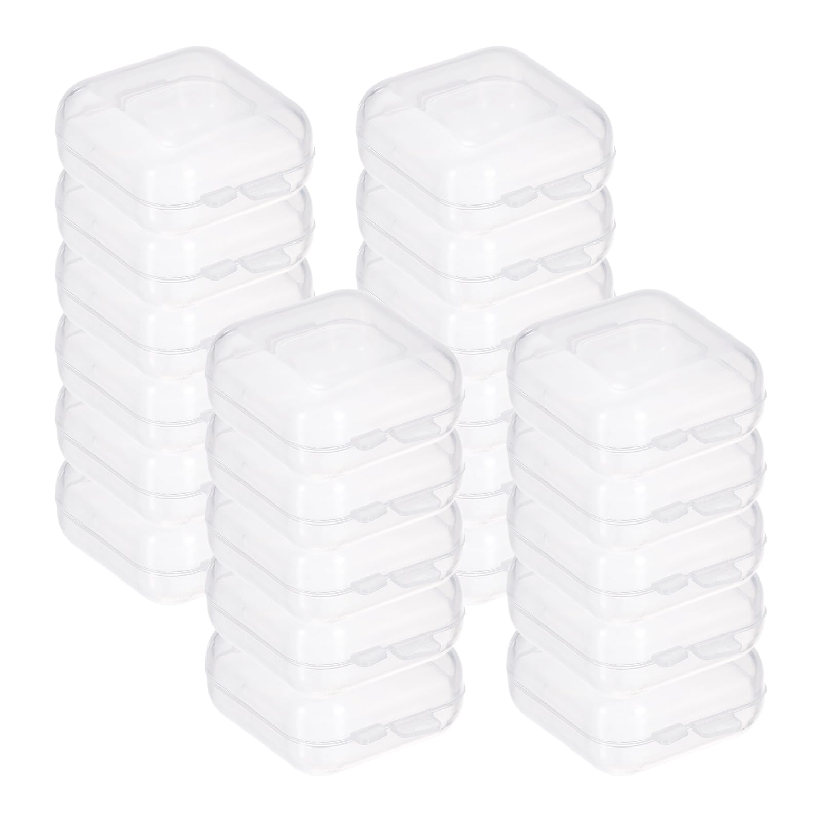 sourcing map 48Pcs Small Plastic Case Clear, Rectangular Mini Bead Organizers with Lids, Transparent Storage Boxes for Beads, Small Craft Items, Jewelry Hardware(1.3" x 1.3" x 0.67")