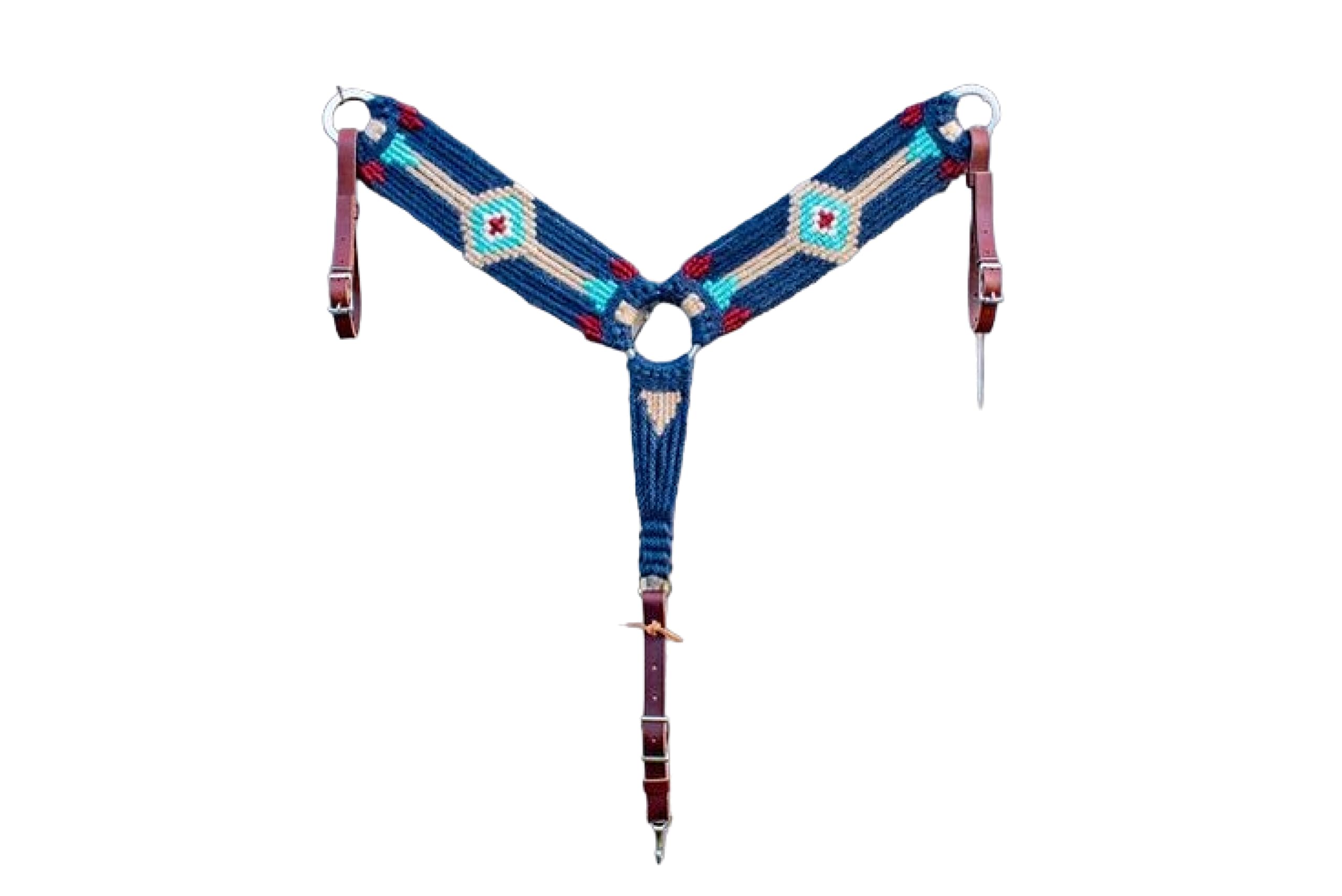 Cheval's Collier de poitrine en mohair multicolore fait à la main pour cheval, collier d'équitation en mohair pour matériel de cheval - (MB 18 - taille complète